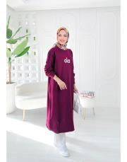 ola iki ip elbise tunik mürdüm