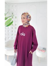 ola iki ip elbise tunik mürdüm 2