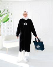 ola iki ip elbise tunik siyah