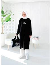 ola iki ip elbise tunik siyah 2