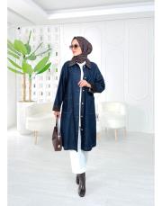 lucas denim kadife detaylı kap lacivert 2