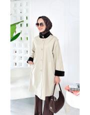 camila oversize kadife detaylı astarlı trenç bej 2