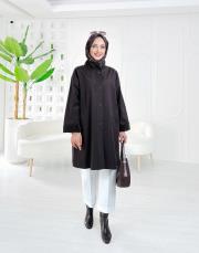 camila oversize kadife detaylı astarlı trenç kahve