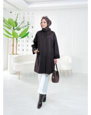 camila oversize kadife detaylı astarlı trenç kahve 2