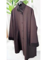 camila oversize kadife detaylı astarlı trenç kahve 3