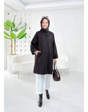 camila oversize kadife detaylı astarlı trenç kahve 5