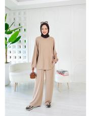 dora örme triko takım bej 2