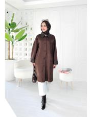 gabri süet oversize kap kahve