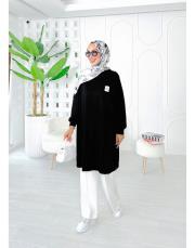 salta  iki ip diz altı salaş tunik siyah