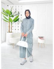 melanin pamuk triko şalaş pantolonlu takım gri 2