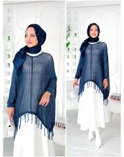 luna pamuk triko file tunik lacivert