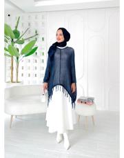 luna pamuk triko file tunik lacivert 2