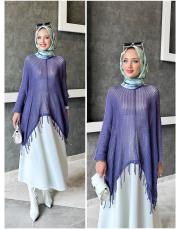 luna pamuk triko file tunik mor