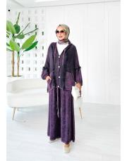 elsa pamuk püsküllü triko hırka mor 2