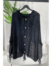 elsa pamuk püsküllü triko hırka siyah