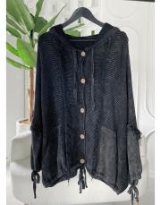 elsa pamuk püsküllü triko hırka siyah 2