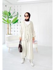 elsa pamuk püsküllü triko hırka taş 2