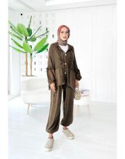 elsa pamuk püsküllü triko hırka kahve