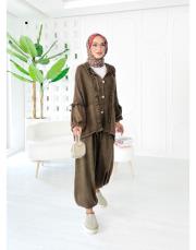 elsa pamuk püsküllü triko hırka kahve 3