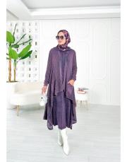 pera file örgü pamuk ip triko hırka mor