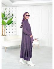 pera file örgü pamuk ip triko hırka mor 2