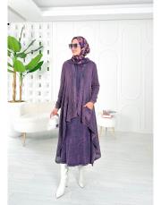 pera file örgü pamuk ip triko hırka mor 3