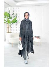 pera file örgü pamuk ip triko hırka siyah 2