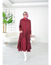 pera file örgü pamuk ip triko hırka bordo 2