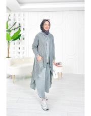 pera file örgü pamuk ip triko hırka gri 2