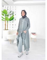 pera file örgü pamuk ip triko hırka gri 3