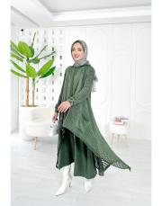 pera file örgü pamuk ip triko hırka haki