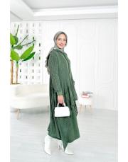 pera file örgü pamuk ip triko hırka haki 3