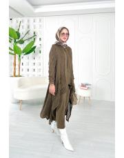 pera file örgü pamuk ip triko hırka kahve