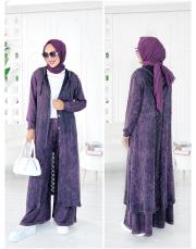 amber pamuk triko hırka mor