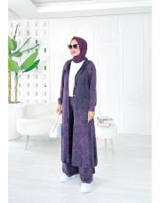 amber pamuk triko hırka mor 2