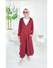 amber pamuk triko hırka bordo 2