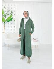 amber pamuk triko hırka haki 2