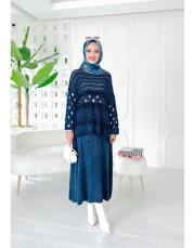 lotus pamuk triko file kazak lacivert