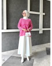 lotus pamuk triko file kazak pembe