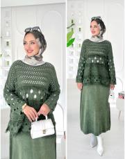 lotus pamuk triko file kazak haki