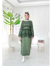 lotus pamuk triko file kazak haki 2