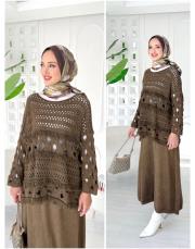 lotus pamuk triko file kazak kahve