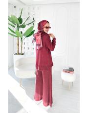 piano pamuk triko takım bordo 2