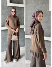 piano pamuk triko takım kahve