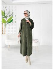 ithal rosela kadife gömlek haki