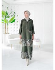 ithal viana kadife elbise haki