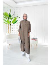 ithal fersaa kadife aplike detay gömlek vizon 3