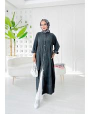 ithal fersaa kadife aplike detay gömlek antrasit