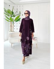 ithal daniel kadife elbise mürdüm 2