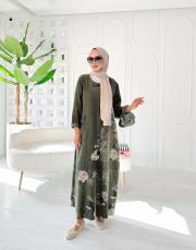 ithal daniel kadife elbise haki